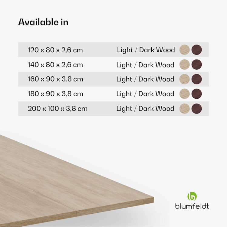 Bearsdon tafelblad 140 x 80 cm voor keuken en eetkamer | Robuust multiplex