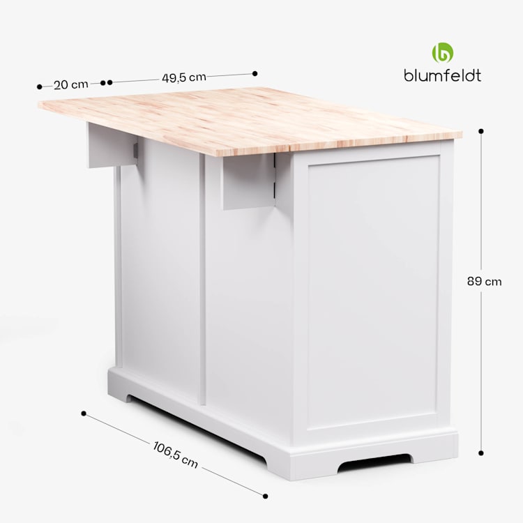 Etsu isla de cocina encimera extensible 2 cajones 4 puertas como mesa de comedor  