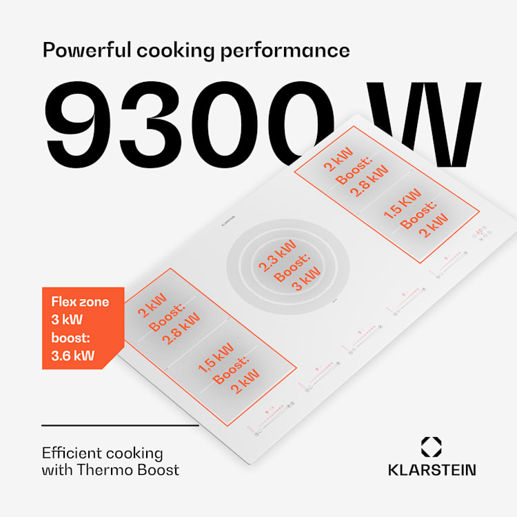 Masterzone 90 Flex, indukčná varná doska, max. 12 600 W, vstavaná, 5 zón, 2 Flex zóny, technológia ThermoBoost, Smart Flex