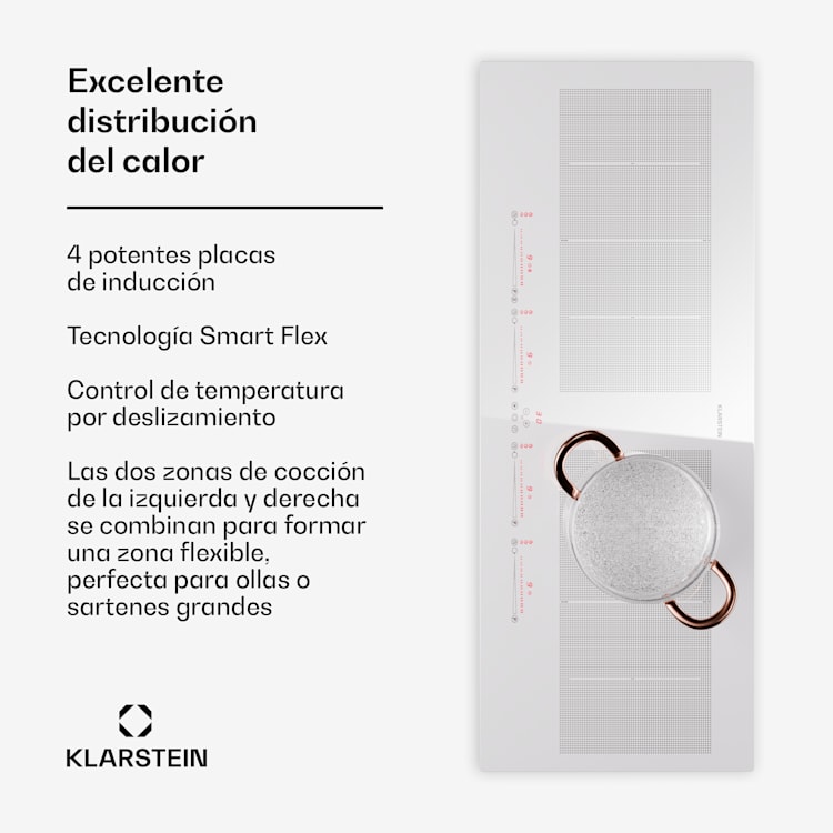 Masterzone 90 Slim Flex Placa de inducción encastrable 4 zonas de cocción 2 zonas flexibles ThermoBoost Tecnología Smart Flex Máx. 7200 W