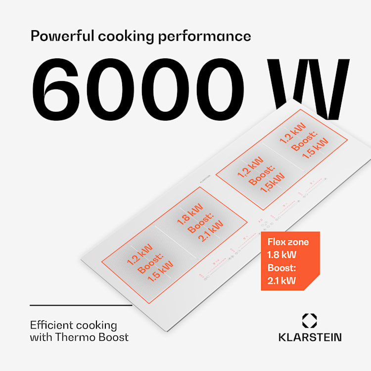 Masterzone 90 Slim Flex, indukčná varná doska, max. 7200 W, vstavaná, 4 zóny, 2 Flex zóny, technológia ThermoBoost, Smart Flex