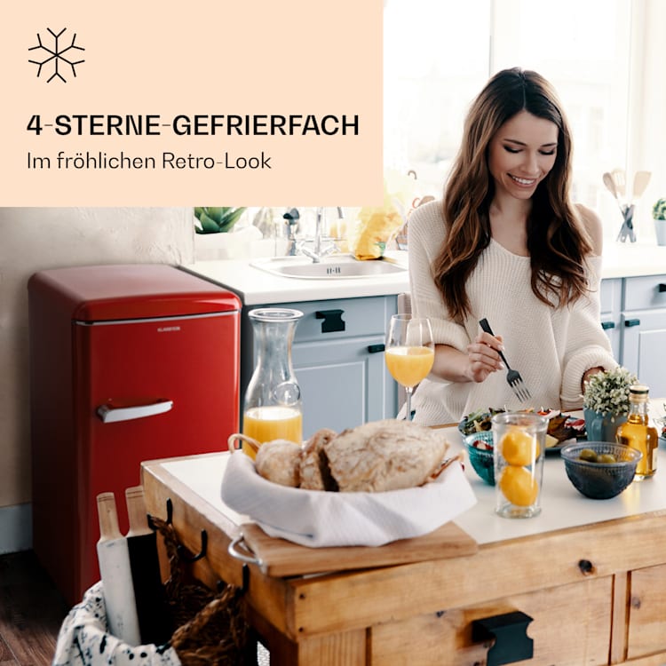 Laika 60L Gefrierschrank 60 Liter 3 Schubladen Temperatur: -18 bis 0 °C Rot