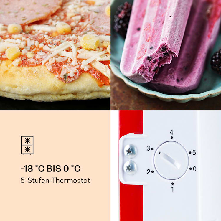 Laika 60L Gefrierschrank 60 Liter 3 Schubladen Temperatur: -18 bis 0 °C Rot