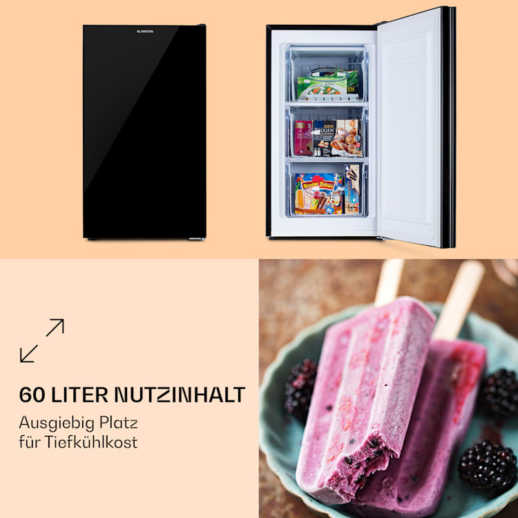 Pluto 60L Gefrierschrank 4-Sterne 60 Liter bis -18 °C Schwarz