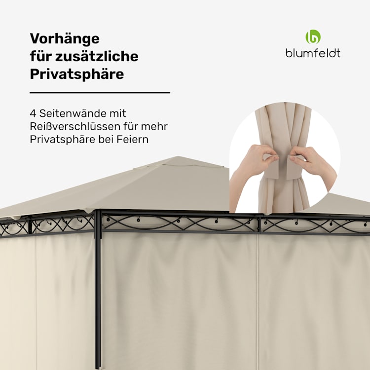 Mondo Pavillon 3x3 | Stahlrahmen | Wetterfest | 4 Seitenwände 
