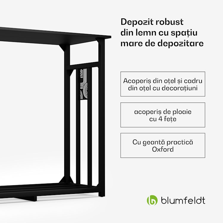 Valdivian depozit de lemne, 1,5 metri încărcare, stabil, oțel, husă împotriva ploii, geantă de transport