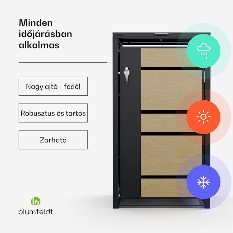 BinSafe, szemétkosár tároló doboz, 1 szemétkosár, 240 l, zárható, időjárásálló horganyzott acél