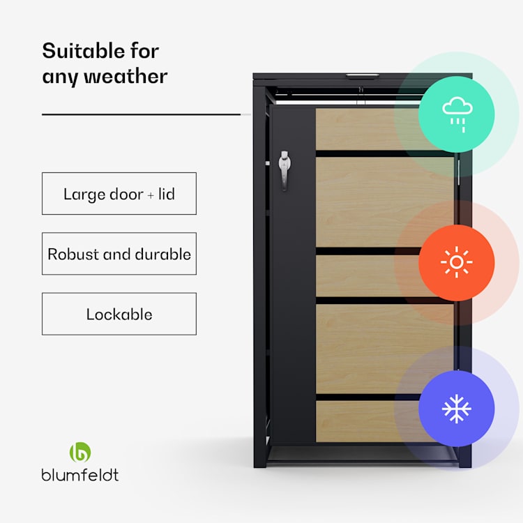 BinSafe, контейнер за отпадъци, 1 кошче за отпадъци, 240 л, заключващо се, поцинкована стомана, устойчива на атмосферни влияния