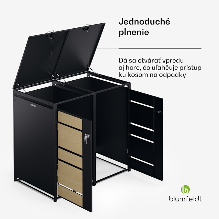 BinSafe, box na odpadky, 2 odpadkové koše, 240 l, uzamykateľný, pozinkovaná oceľ odolná voči poveternostným vplyvom
