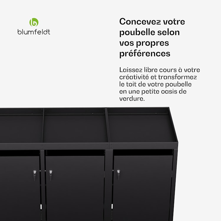 BinSafe containerbox 3 afvalbakken tot 240 L weerbestendig afsluitbaar beplantbaar gegalvaniseerd staal