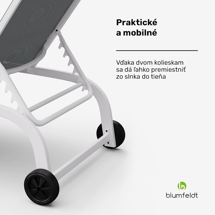 Lounger Limala XXL, lehátko, nosnosť 160 kg, 5-stupňovo nastaviteľné operadlo, kolieska 