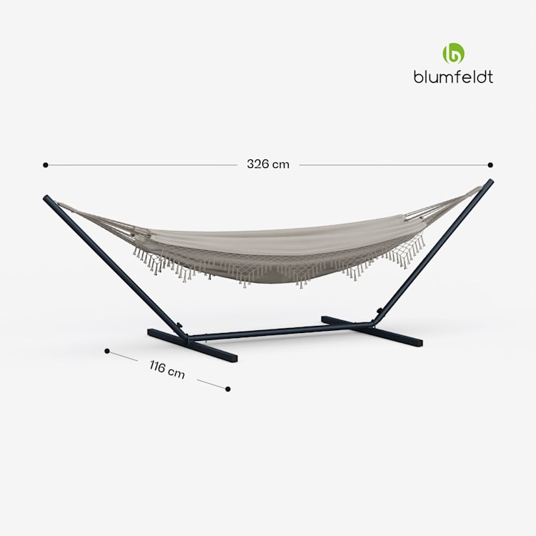 SwayStation Boho hangmat | 320 x 116 cm | weerbestendig | roestvrij 320 cm | Crème