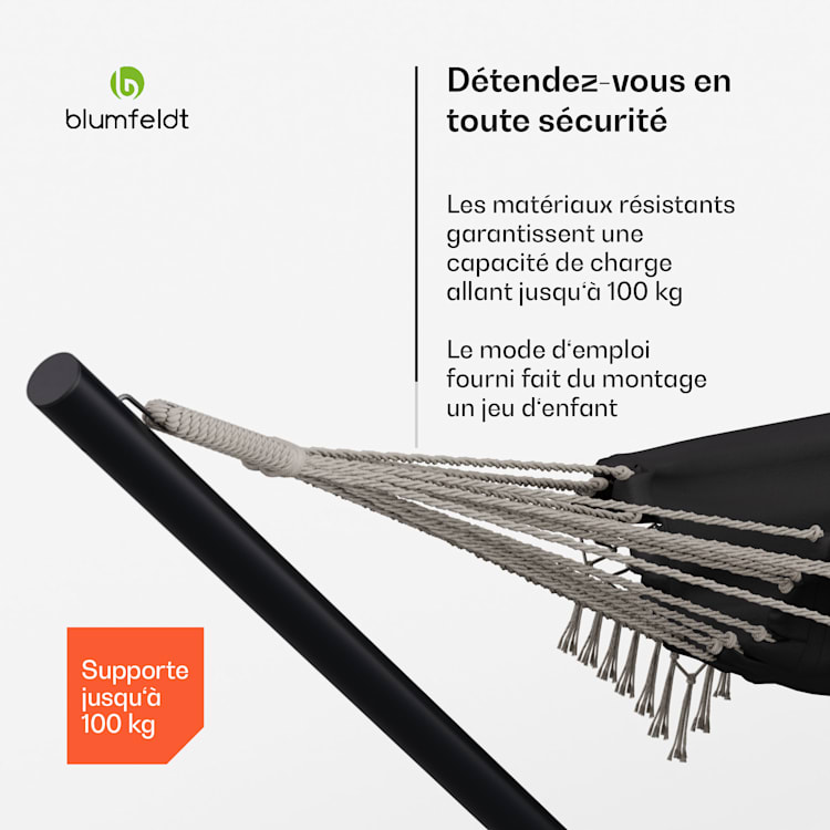 Hamac SwayStation Boho | 320 x 116 cm | résistant aux intempéries | inoxydable 320 cm | Gris Foncé