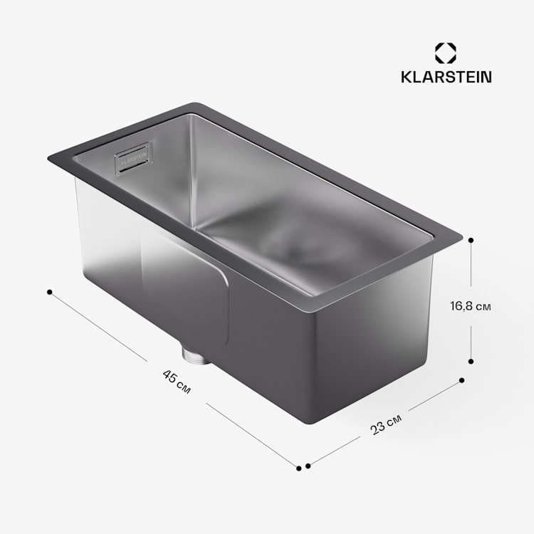 Кухненска мивка TitanSteel 45 x 23 см (LxW) с повърхност, устойчива на ръжда, драскотини и топлина 18 x 40 cm | Неръждаема стомана