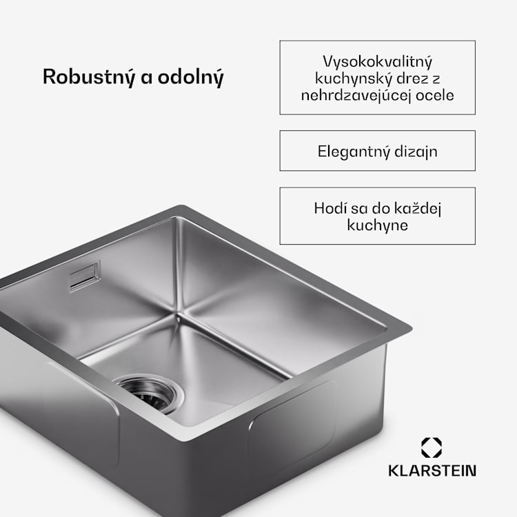 TitanSteel Kuchynský drez 45 x 39 cm (DxŠ) s povrchom odolný voči hrdzi, poškriabaniu a teplu 34 x 40 cm | Nehrdzavejúca oceľ