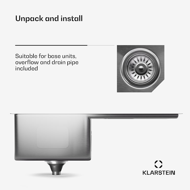 Lava-loiças TitanSteel com escorredor | 79 x 44 cm | inoxidável | resistente ao calor 35 x 40 cm | Aço Inoxidável