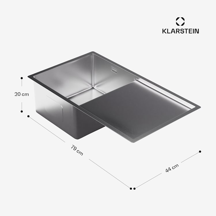 Lava-loiças TitanSteel com escorredor | 79 x 44 cm | inoxidável | resistente ao calor 35 x 40 cm | Aço Inoxidável