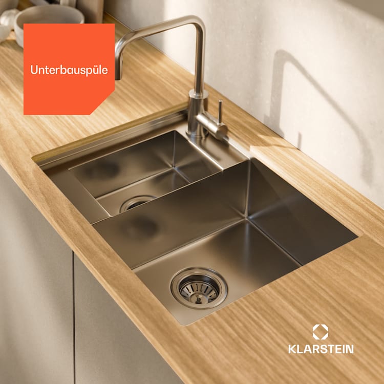 TitanSteel Küchenspüle| 61 x 50 cm | 2 Becken | rostfrei | hitzebeständig 