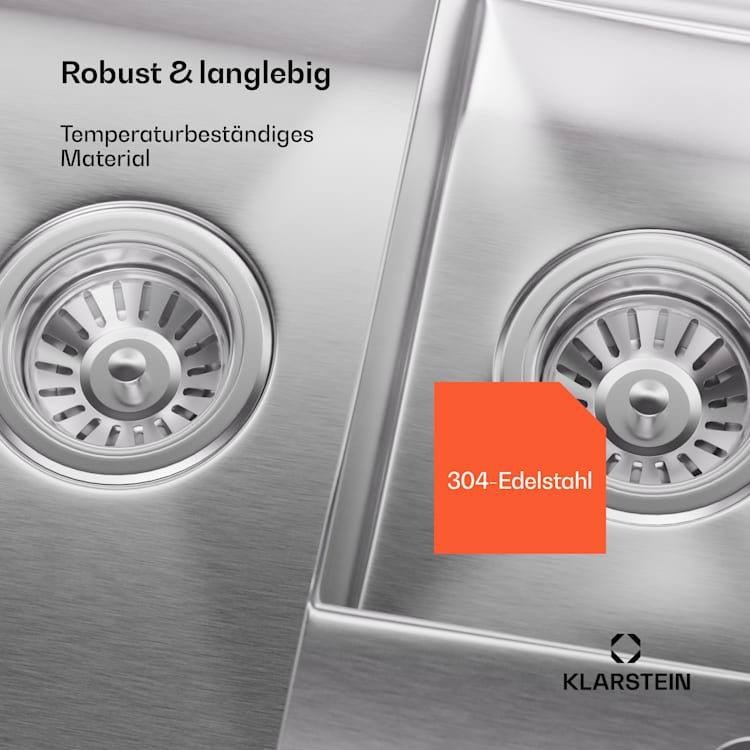 TitanSteel Küchenspüle| 61 x 50 cm | 2 Becken | rostfrei | hitzebeständig 