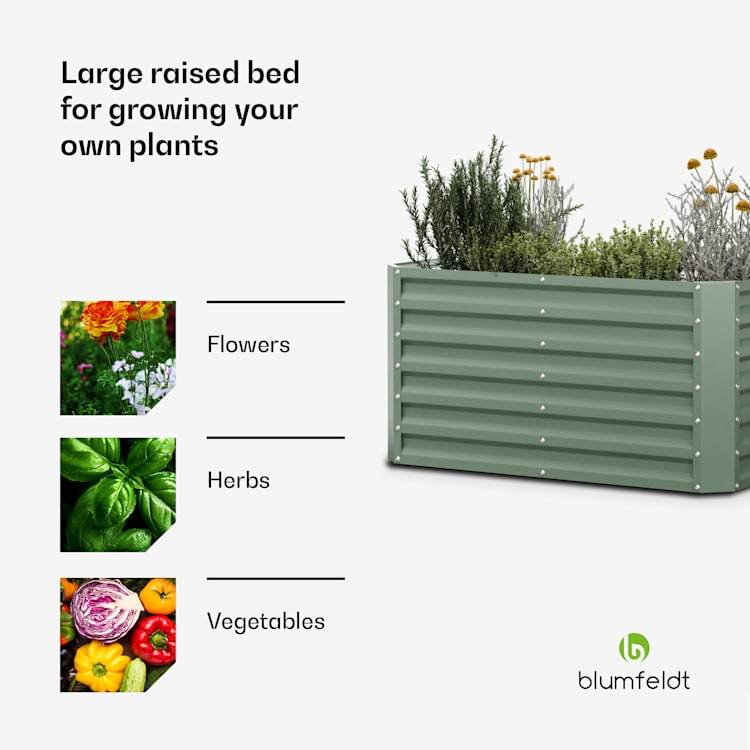 High Grow Straight hoge kweekbak 120x60x60cm stalen golfplaat eenvoudige opbouw roest- en vorstvrij 