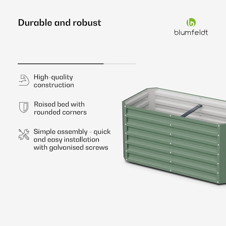 High Grow Straight hoge kweekbak 120x60x60cm stalen golfplaat eenvoudige opbouw roest- en vorstvrij 