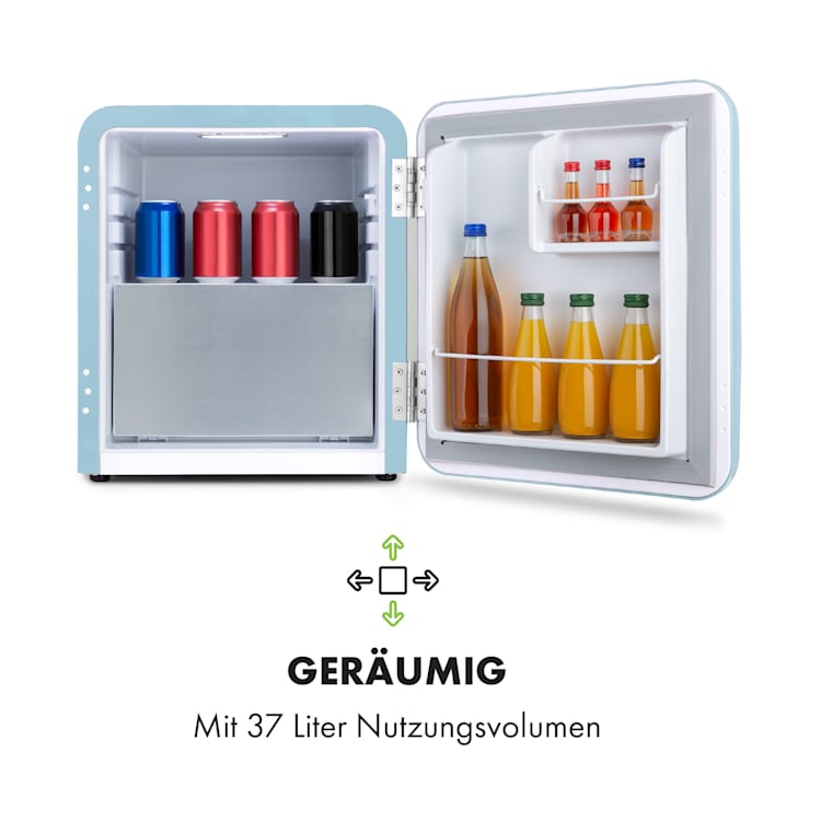 Audrey Mini 2in1 Kühlschrank EEC E Gefrierfach LED 37 Ltr | Pastellblau