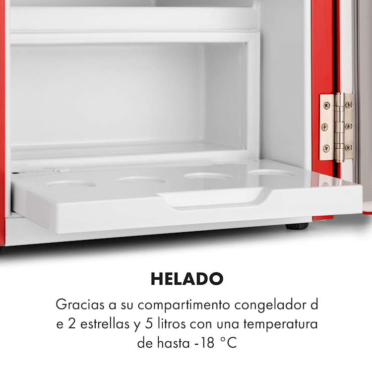 Audrey Mini 2 en 1 frigorífico clase de eficiencia energética E congelador LED 37 L | Rojo