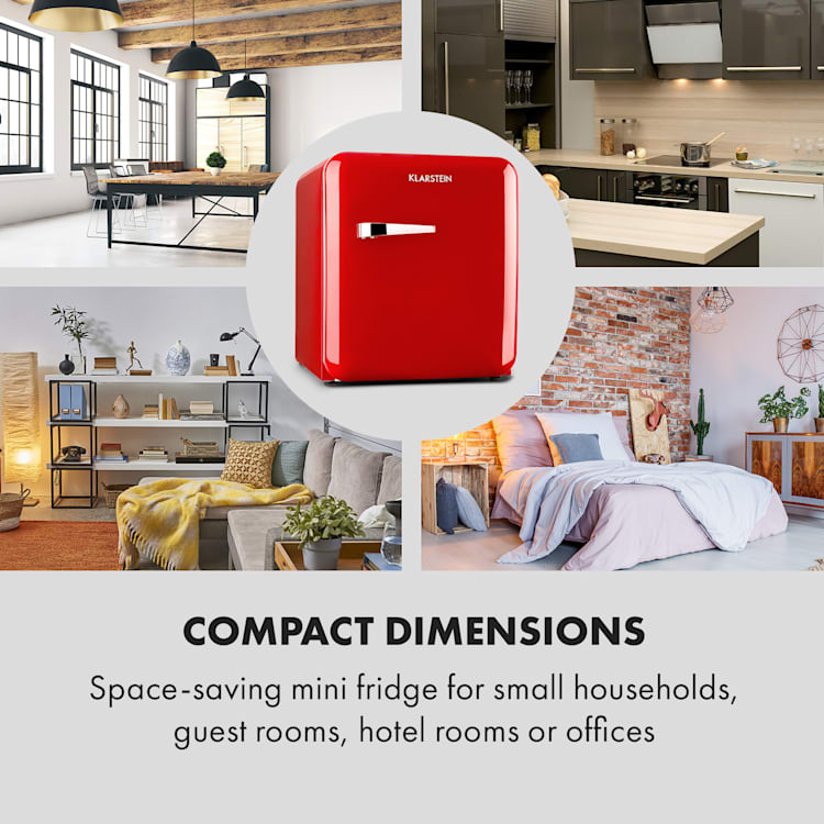 Audrey, mini hladilnik, energetski razred E, zamrzovalni predal, LED 37 Ltr | Rdeča