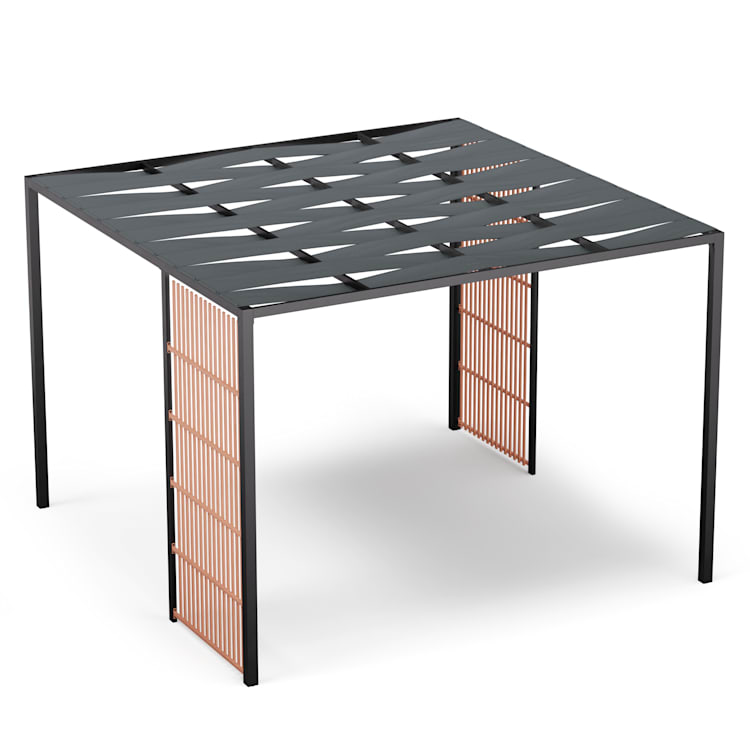 Blumfeldt Shade Cove Vert, pergola, 3 x 3 m, oldalfalak, porszórt festék, időjárásálló Vert | Fekete