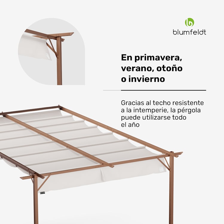 Pérgola de pared Blumfeldt Pantheon de 3x4 m montada en la pared de acero resistente a la intemperie con recubrimiento en polvo 3 x 4 m | Arena
