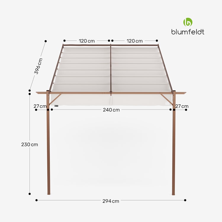 Pérgola de pared Blumfeldt Pantheon de 3x4 m montada en la pared de acero resistente a la intemperie con recubrimiento en polvo 3 x 4 m | Arena