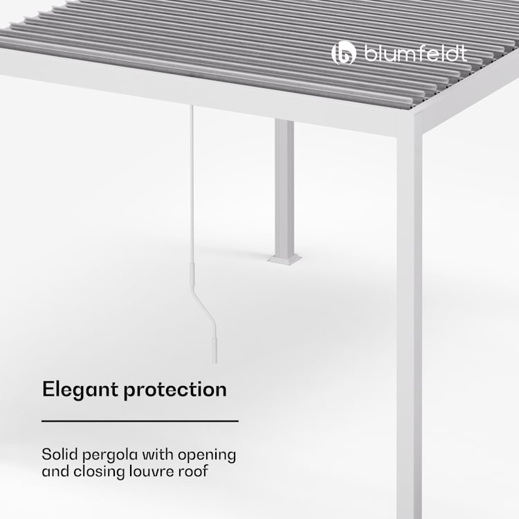 LuminaHaven paviljoen 3 x 4 m gegalvaniseerd stalen dak met lamellen beschermt tegen zon, wind en regen 3 x 4 m | Wit