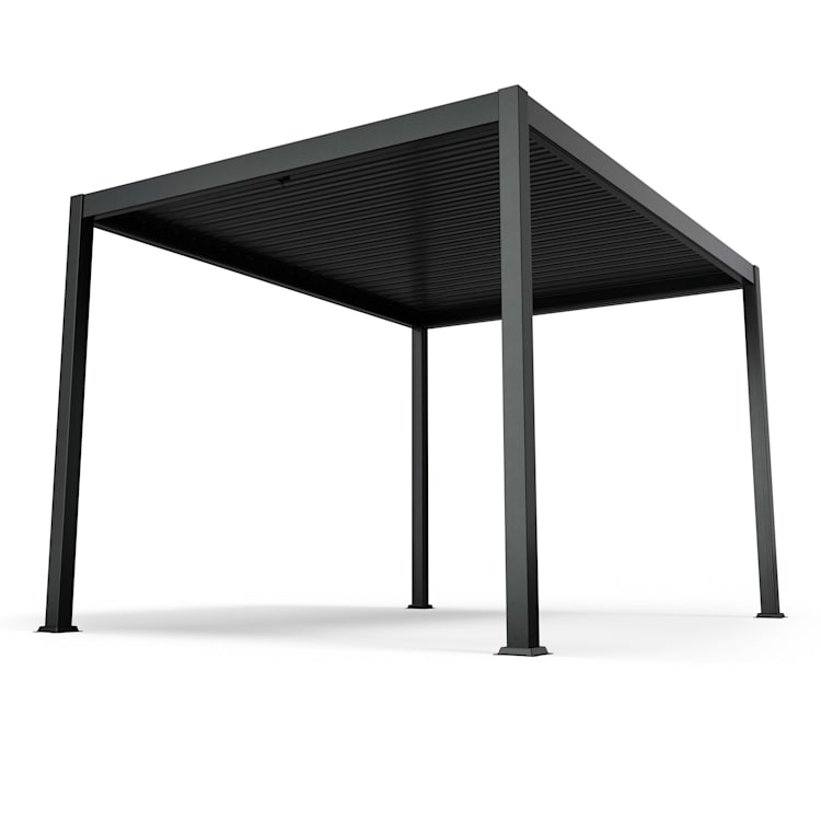 LuminaHaven gazebo 3x4 m galvanised slatted steel roof protects against sun, rain and wind 3 x 4 m | Black