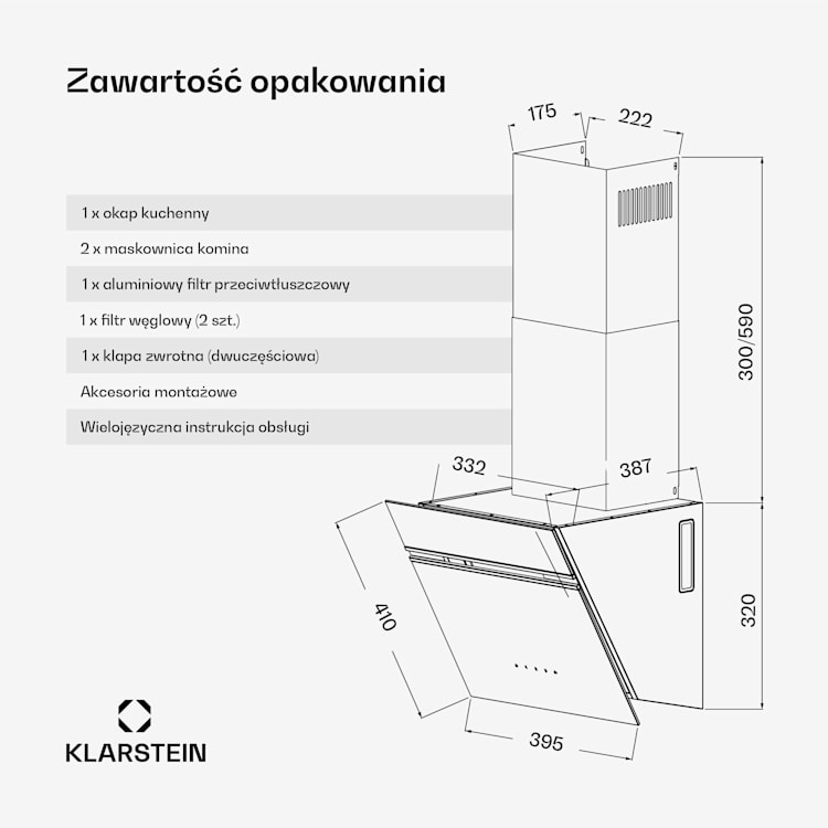 Alina okap, 40 cm, 538 m³/h, wyświetlacz LED, oświetlenie ambientowe, szklany front, EEK A 40 cm | Czarny