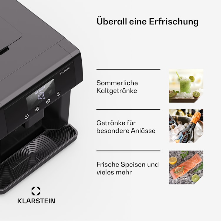 Eiszeit Eiswürfelmaschine Edelstahl 3 Eiswürfelgrößen silber Schwarz