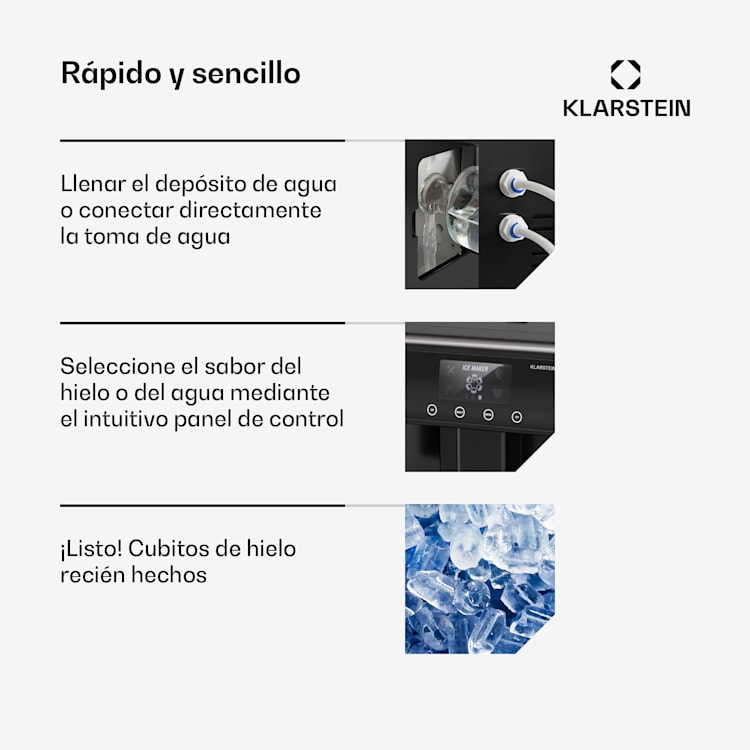 Eiszeit Máquina de cubitos de hielo Acero inoxidable 3 tamaños de cubos de hielo Plateada Negro