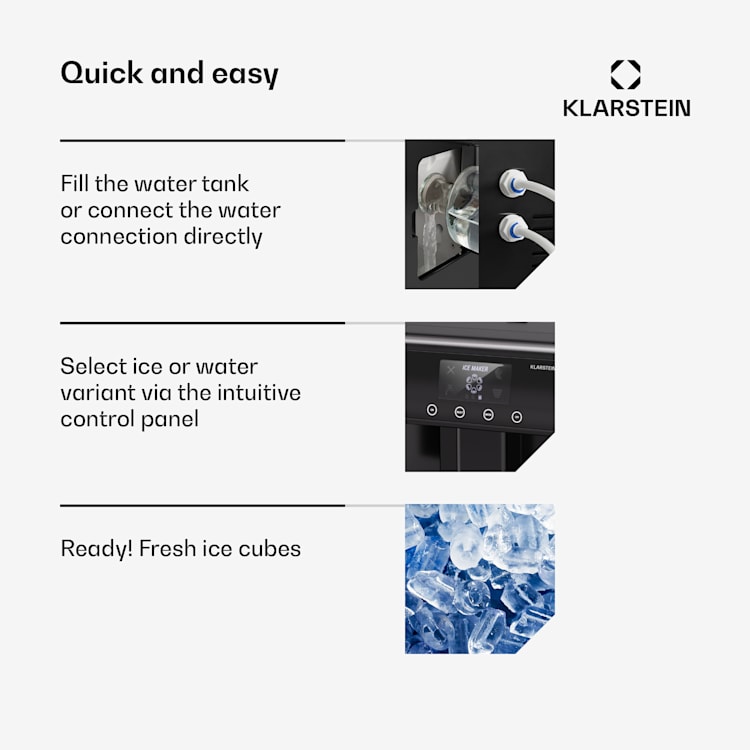 Eiszeit Ice Cube Machine Stainless Steel 3 Ice Cube Sizes Silver Black