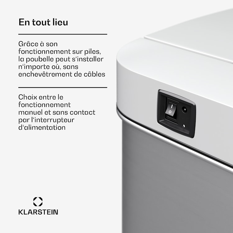 Touchless vuilnisbak met sensor 50 L rvs soft close leddisplay op batterijen timer