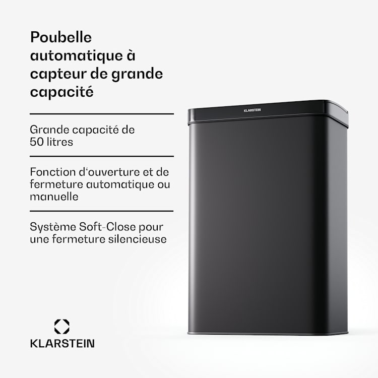 Touchless vuilnisbak met sensor 50 L rvs soft close leddisplay op batterijen timer