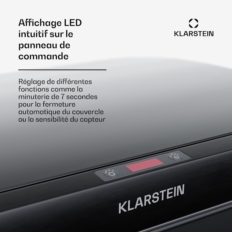 Touchless vuilnisbak met sensor 50 L rvs soft close leddisplay op batterijen timer