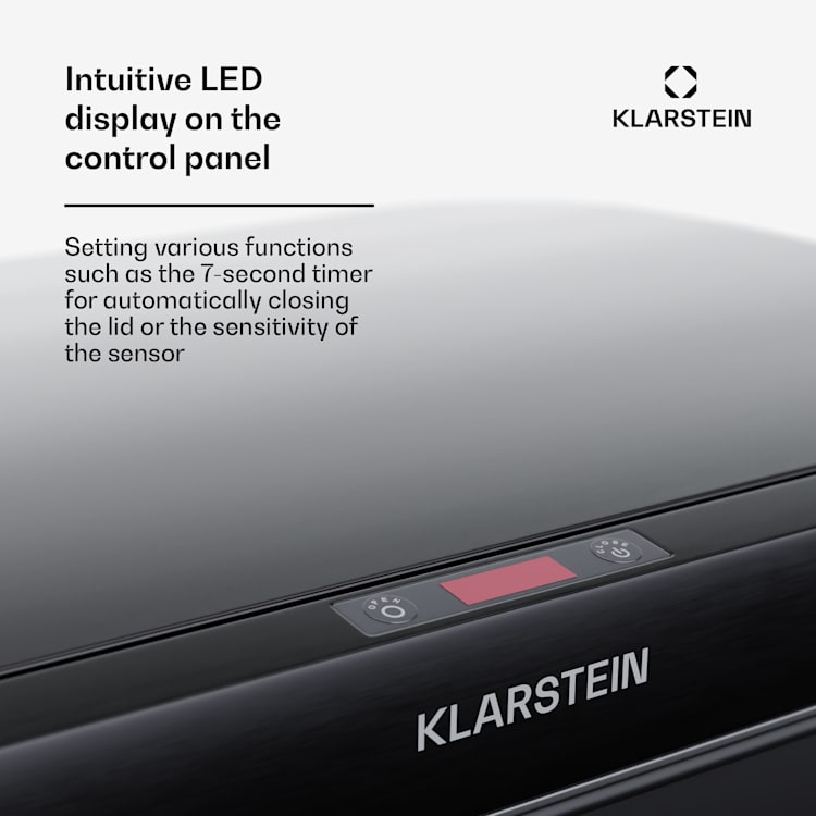 Touchless, senzorový odpadkový kôš, 60 l, z nehrdzavejúcej ocele, Soft-Close zatváranie, napájaný batériou, LED displej, časovač