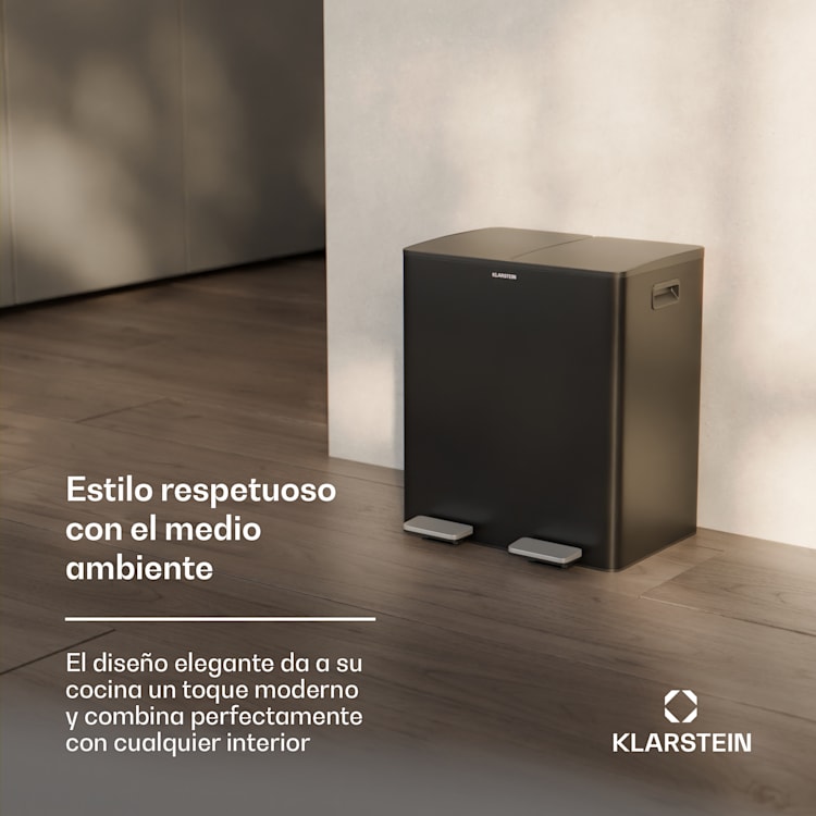 EcoVista Cubo de basura con recipiente de compostaje Contenedor de basura 40 litros + Recipiente de composta 3 litros Cierre suave 40 L | Negro