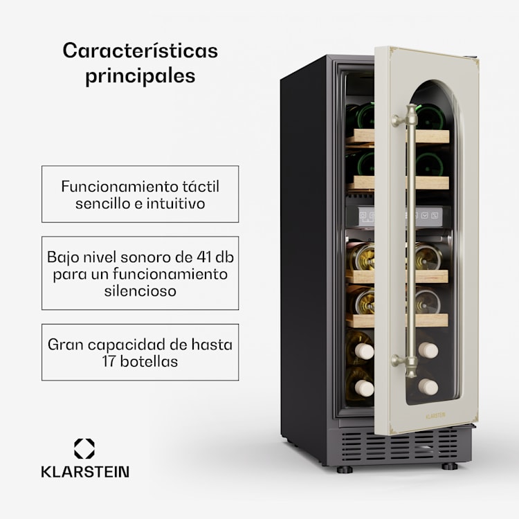 Vinovilla Victoria 17 Duo refrigerador de vino | 2 zonas de enfriamiento | Touch | 17 botellas | 4 estantes