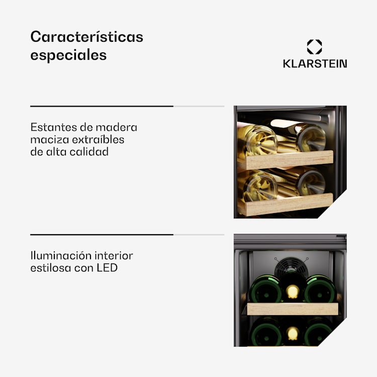 Vinovilla Victoria 17 Duo refrigerador de vino | 2 zonas de enfriamiento | Touch | 17 botellas | 4 estantes