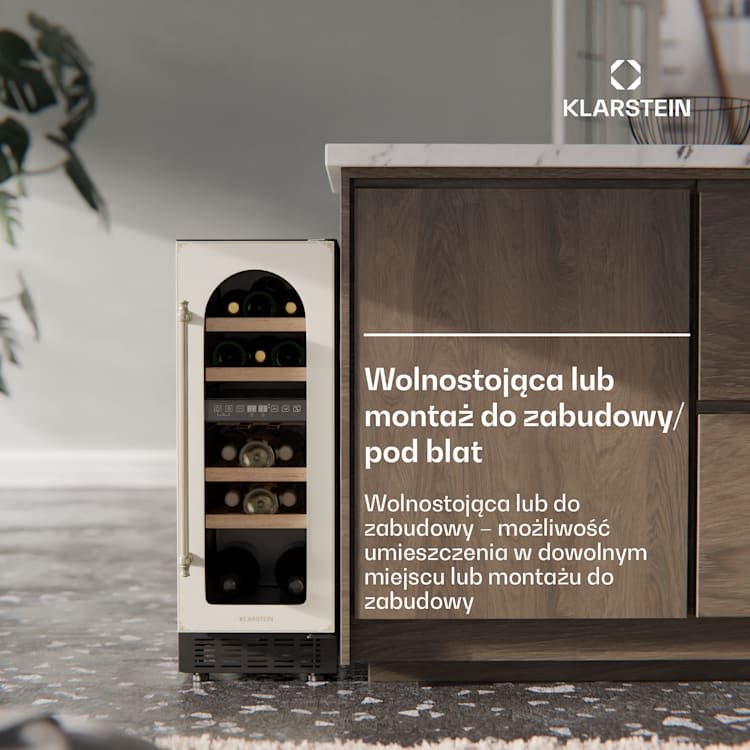 Chłodziarka na wino Vinovilla Victoria 17 Duo, 2 strefy chłodzenia, Sterowanie dotykowe, 17 butelek, 4 półki