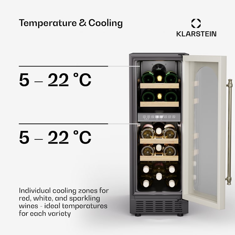 Refrigerador de vinhos Vinovilla Victoria 17 Duo | 2 zonas de refrigeração | Touch | 17 garrafas | 4 prateleiras