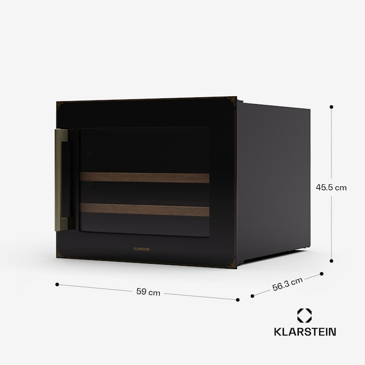 Охладител за вино Vinsider Victoria 28, 28 бутилки, сензорен, UV защита, LED, безшумен, 2 рафта 28 бутилки | Черно