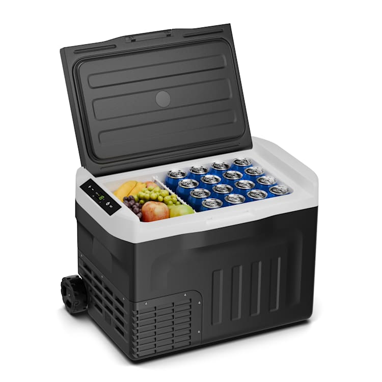 PolarForce 30L kompresorowa lodówka turystyczna, panel sterowania LCD, oświetlenie, off-road, ochrona akumulatora, 12 V/230 V 30 litrów | Czarny