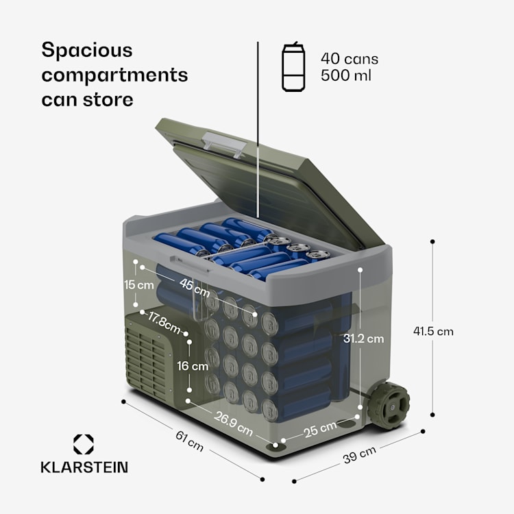 PolarForce 30L -kompressorikylmälaatikko | LCD-paneeli | valaistus | off road | akun suojaus | 12 V/230 V 30 l | Vihreä