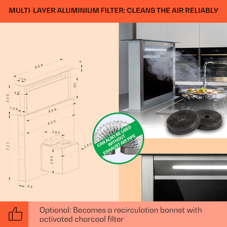 Hotte aspirante Royal Flush Eco 90 cm 576 m³/h A+